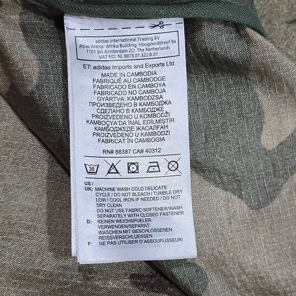 Adidas Trefoil Windbreaker Jacket L Camo Full Zip Hoodie Cropped Baggy Gorpcore‎ - Picture 9 of 16